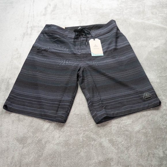 PrAna Mens Size 31 Fenton Board Shorts 10' in Inseam Black Coal Pontoon - Picture 1 of 10